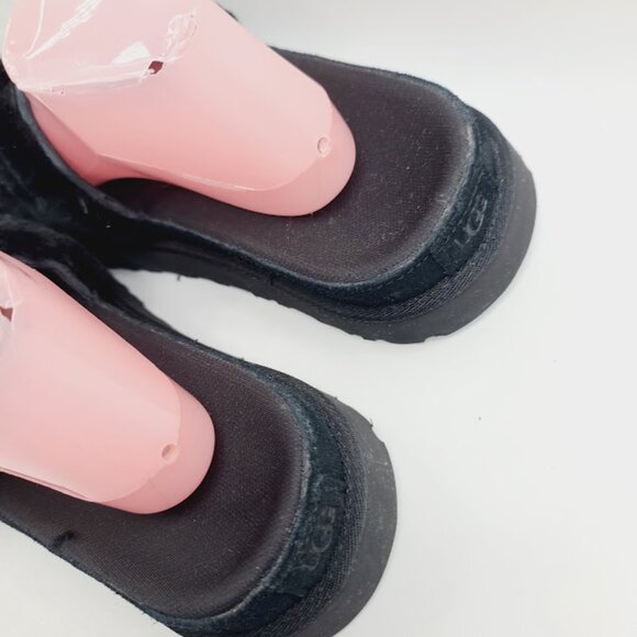 UGG Women's Black White Laton Trim Fur Slip-On Casual Slide Sandal Size 10 - Picture 4 of 7